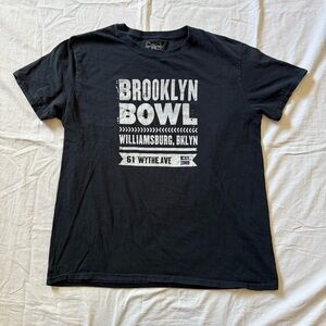 Brooklyn Bowl graphic t-shirt, black with short sleeves, crewneck